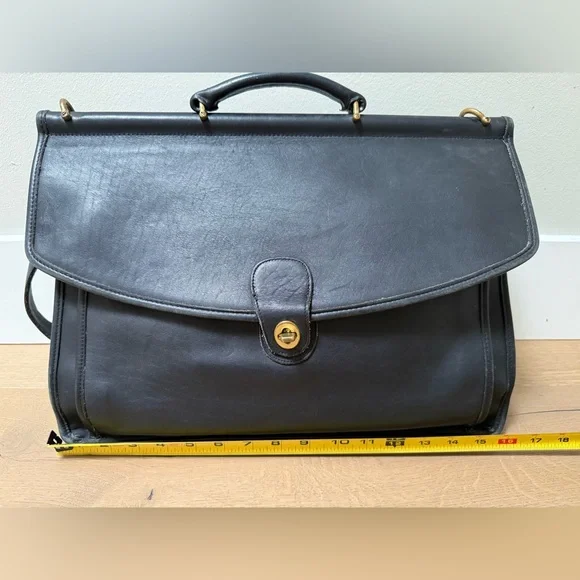 Vintage 90’s Coach 5266 authentic Beckman black leather briefcase/laptop bag - Picture 1 of 16